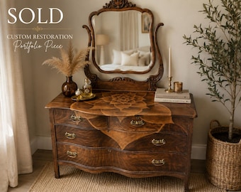 SOLD | Dresser Restoration | One of a Kind Furniture Design | Antique Dresser | Hand Painted