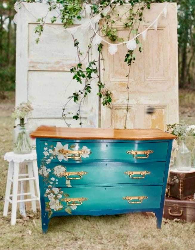 Turquoise Painted Bedroom Dresser