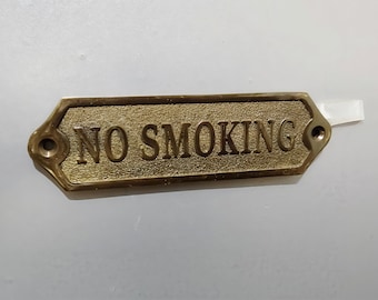 Custom  Brass No Smoking Sign | Solid Brass Door Plaque | Vintage Wall Sign | Office, Restaurant, Hotel & Business Signage