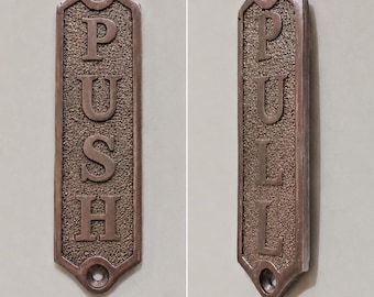 Solid Brass Push Pull Door Plates – Antique Textured Signage