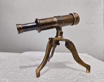 Vintage Brass Desktop Telescope with Tripod Stand