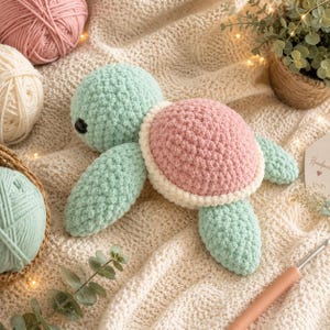 Crochet Turtle Amigurumi Pattern, Beginner Sea Turtle Plushie PDF (Digital Download)