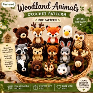 Woodland Forest Animals Crochet Pattern Bundle PDF || Forest Friends Instant Download
