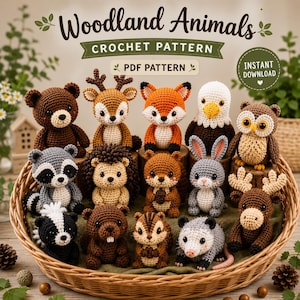 Pacchetto di modelli all'uncinetto "Animali del bosco" in formato PDF // Amici della foresta - Download immediato