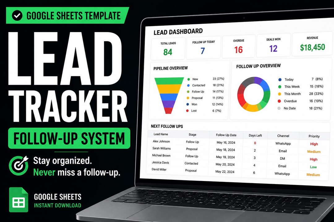Google Sheets Lead Tracker Template | Small Business CRM Spreadsheet ...