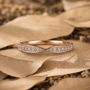 Round Lab Grown Diamond Wedding Band, Tapered Pave Diamond Wedding Band, Half Eternity Band, Stackable/Matching Band, Anniversary Gift Ring