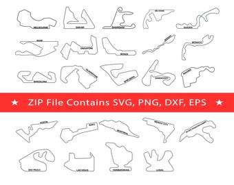 Formel 1 Strecke 2026 SVG Bundle, 24 Strecken des Jahres 2026, Rennstrecken Vektor und digitaler Download