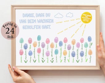 Abschiedsgeschenk Lehrer Personalisiert | Danke dass du uns beim Wachsen geholfen hast | Digitaler Download | Fingerabdruck Bild Schule