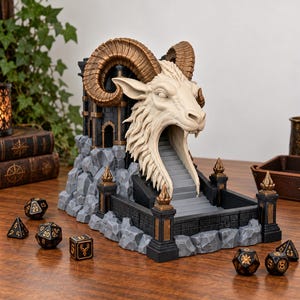 Ram Dice Tower STL, Gothic Dice Tower 3D Print File, D&D Dice Roller, Fantasy RPG Accessory, Goat Head Dice Tower, Dark Fantasy STL