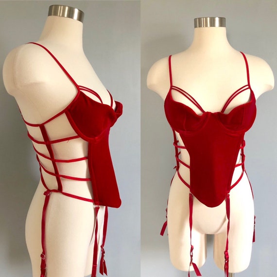 1980's Vintage "Sultry Statement" Red Velvet Caged