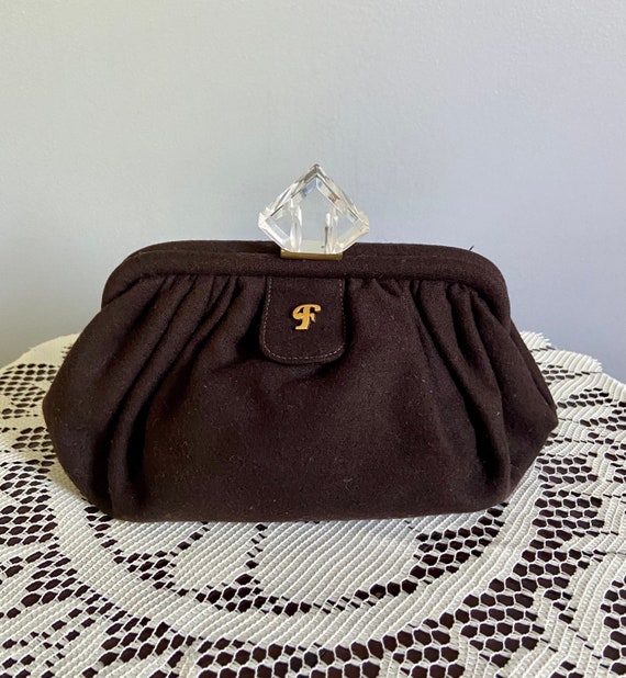 1960s Vintage formally Yours Brown Clutch Bag 
