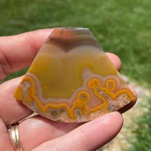 Rare Kentucky agate preform cabochon - Thinner orange banded ky agate
