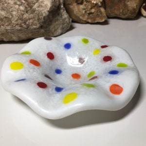 Small jewelry dish, white polka dot ring or earring dish, jewelry bowl or dishes, small bowl for rings, earrings, or jewelry