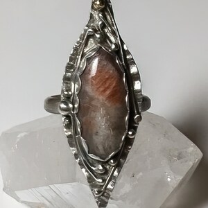 Silver sunstone ring size 9, Artisan Crafted Silver Sunstone Ring, One of a Kind Sunstone Ring bild 5