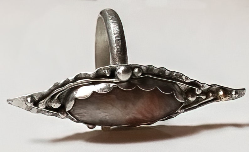Silver sunstone ring size 9, Artisan Crafted Silver Sunstone Ring, One of a Kind Sunstone Ring bild 4