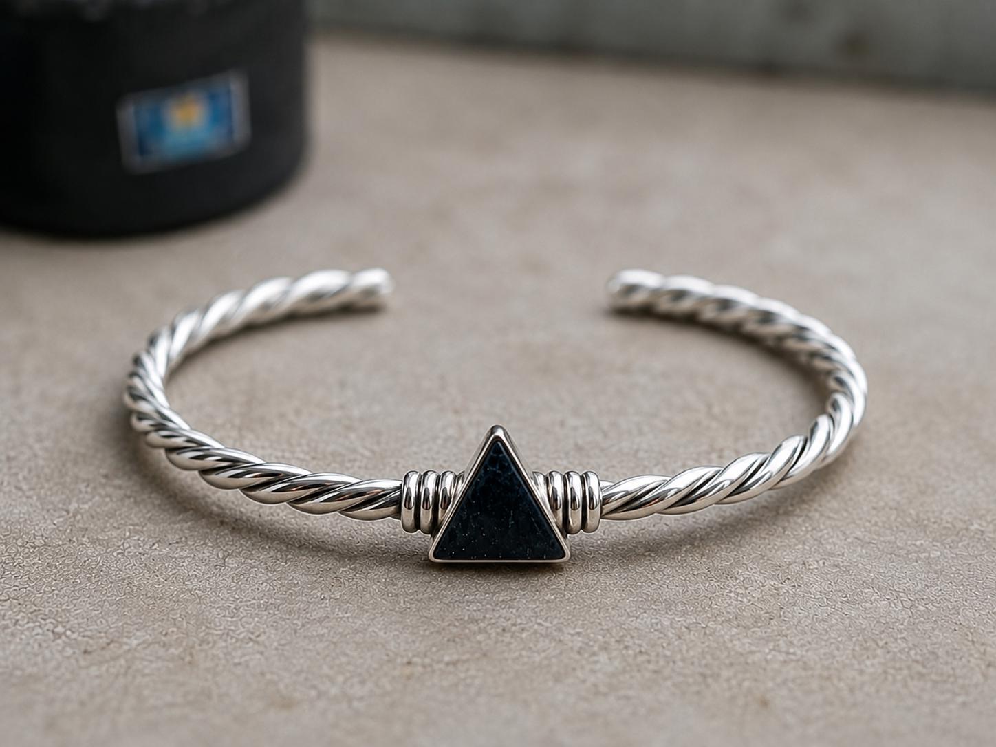Sterling Silver Triangle Bangle - Etsy