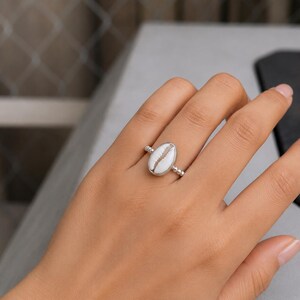 Bague en argent sterling ornée de coquillages cauris, bijou bohème de plage avec perles
