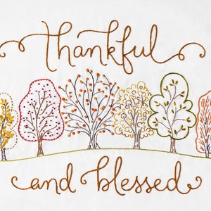 Thankful and Blessed - Embroidery Pattern - Autumn Fall Thanksgiving Holiday DIY Wall Decor