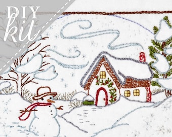 Joy to the World - Winter - Complete Embroidery KIT - Christmas Holiday