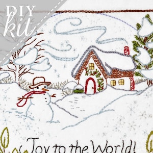 Joy to the World Winter Complete Embroidery KIT Christmas Holiday image 1