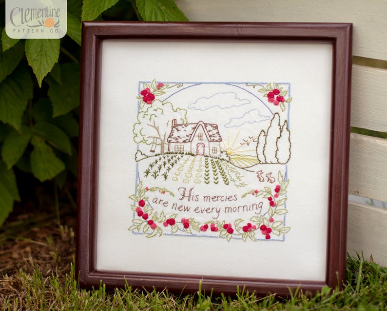 His Mercies Are New Summer 100% Cotton Embroidery Pattern image 1