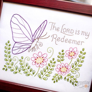 My Redeemer Beginner Sampler Embroidery Pattern with Butterfly image 1