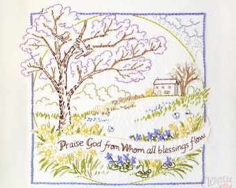 Praise God - Spring - 100% Cotton Embroidery Pattern