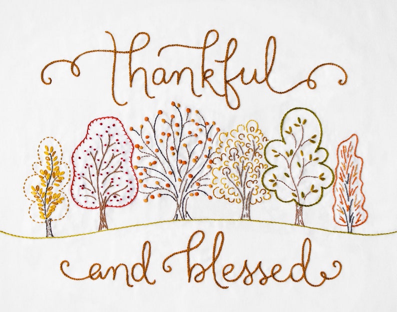 Thankful and Blessed Embroidery KIT Autumn Fall Thanksgiving Holiday DIY Wall Decor image 2