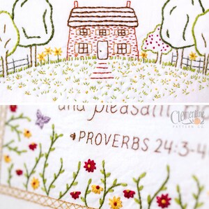 By Wisdom a House is Built - Proverbs Embroidery Pattern in Color - Wedding Housewarming Gift image 2