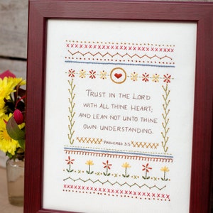 Trust in the Lord - Intermediate Sampler - 100% Cotton Embroidery Pattern