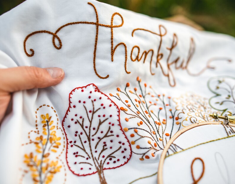 Thankful and Blessed Embroidery KIT Autumn Fall Thanksgiving Holiday DIY Wall Decor image 6