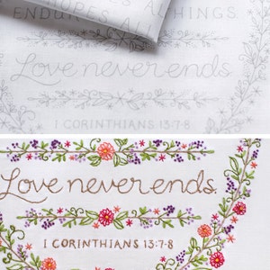 Love Never Ends Embroidery Pattern Wedding Anniversary Gift image 3