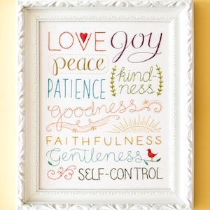 Fruit of the Spirit - Embroidery Pattern - Encouraging Home Decor - Wedding Housewarming Gift