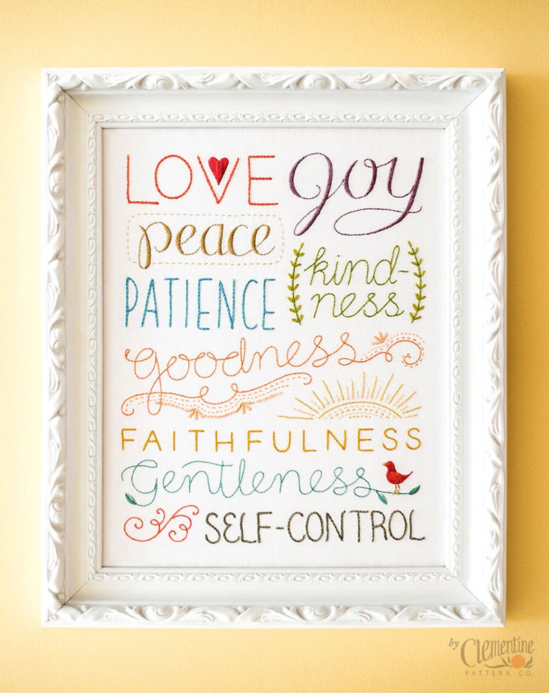 Fruit of the Spirit Embroidery Pattern Encouraging Home Decor Wedding Housewarming Gift image 1