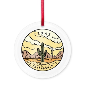 Texas Ornament for Christmas Tree, Holiday Gift with Ribbon