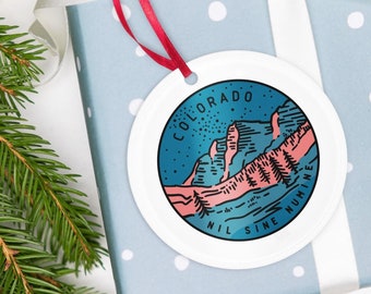 Colorado Ornament, State Holiday Keepsake, Acrylic with Red Ribbon