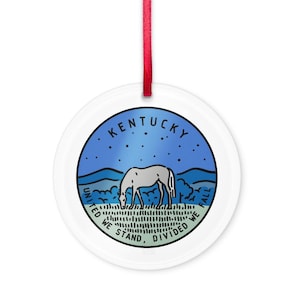 Kentucky Ornament for Christmas Tree, Holiday Gift with Ribbon