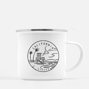 California Mug Gift, Home State Metal Cup with Stainless Steel Rim