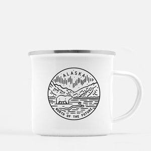 Alaska Camp Mug Home State Coffee Cup with Stainless Steel Rim