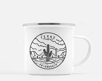 Texas Mug Campfire Gift, Metal Camp Cup with Stainless Steel Rim