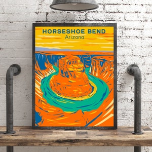 Horseshoe Bend Arizona Print, Travel Poster Wall Art