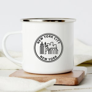 New York City Mug, Enamel Coffee Cup New York Gift