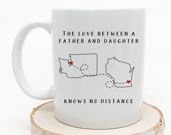 Long Distance Dad Mug, State to State Fathers Day Gift