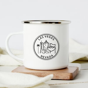 Custom Las Vegas Becher, City Skyline Vegas Hochzeitsgeschenk, Metallbecher mit Edelstahlrand