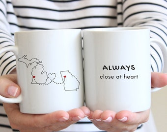 Personalized State to State Coffee Mug, Long Distance Gift