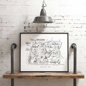 Art de l'état de la carte de l'Oregon, décoration murale affiche vintage