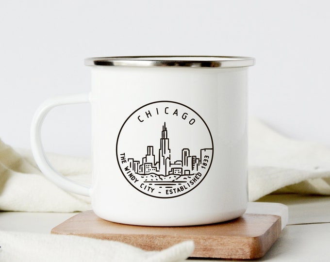Chicago Mug, Customizable Windy City Enamel Cup