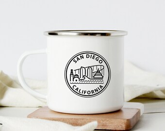 San Diego Tasse Personalisierte Geschenke, California Camp Kaffeetasse mit Edelstahlrand