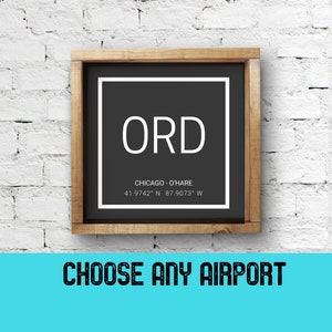 Airport Code Poster Aviation Art, Pilot Gift Airport Art Travel Decor