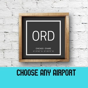 Airport Code Poster Aviation Art, Pilot Gift Travel Decor